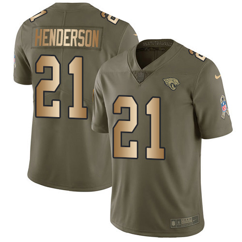 Nike  Jaguars #21 C.J. Henderson Olive Gold Men Stitched NFL Limited 2017 Salute To Service Jersey